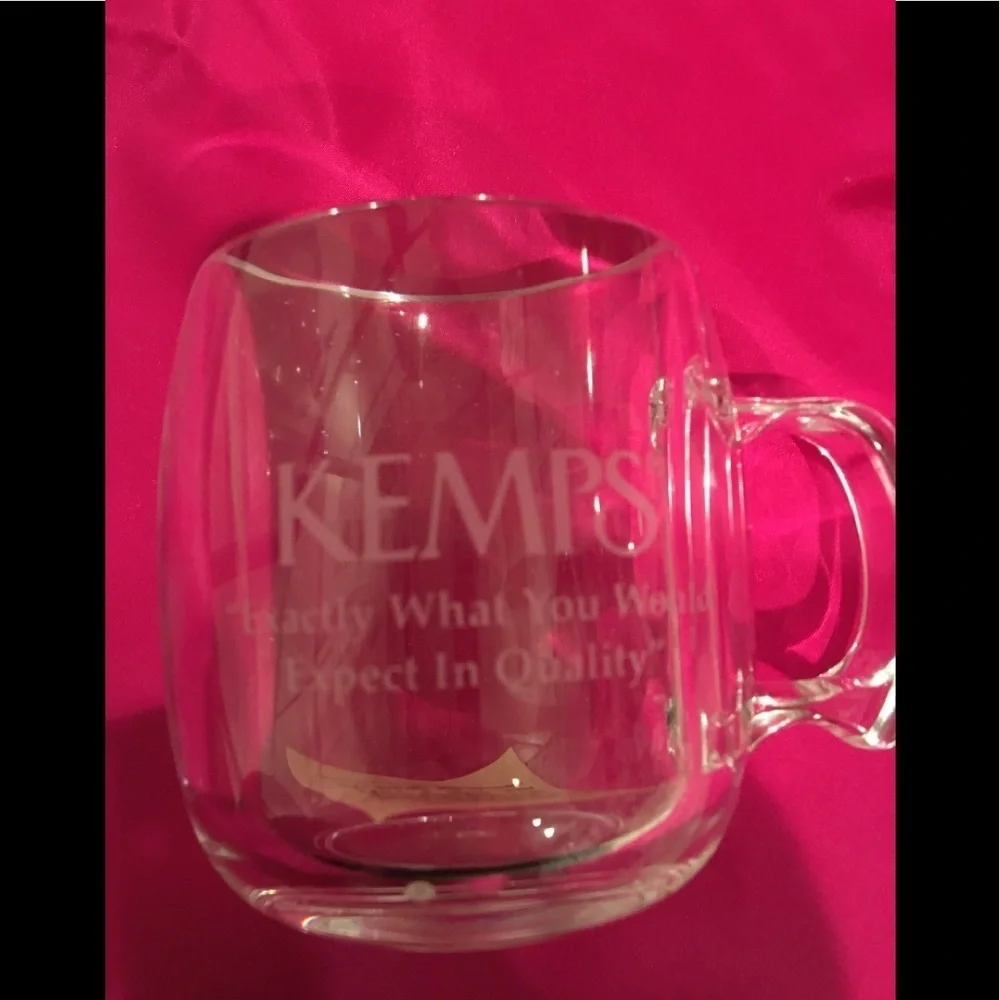 Set of 4 Kemps Glass Tea Cups Coffee Mugs Drinking Glass With Handle